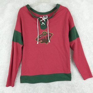 Minnesota Wild Womens Sweatshirt Red Green NHL Hockey Pullover Long Sleeve Small